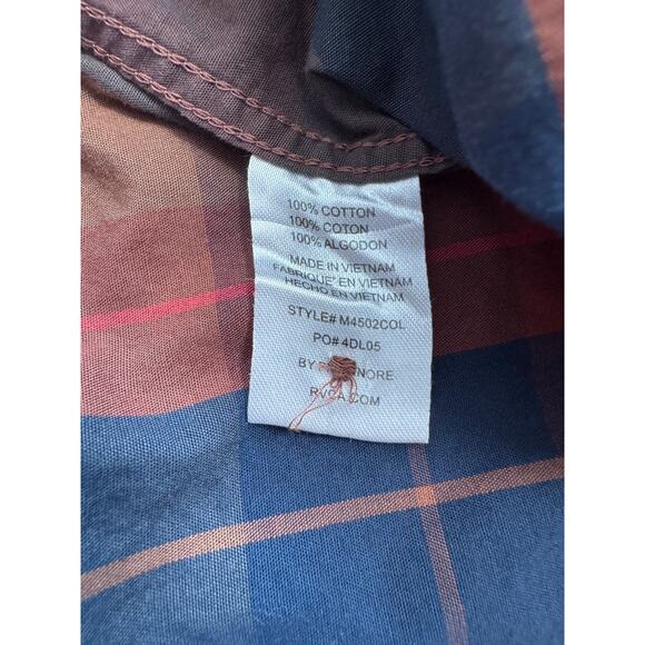 RVCA Button Down Long sleeve Shirt, Red & Blue Plaid, size, XL, 100% Cotton - Picture 8 of 8